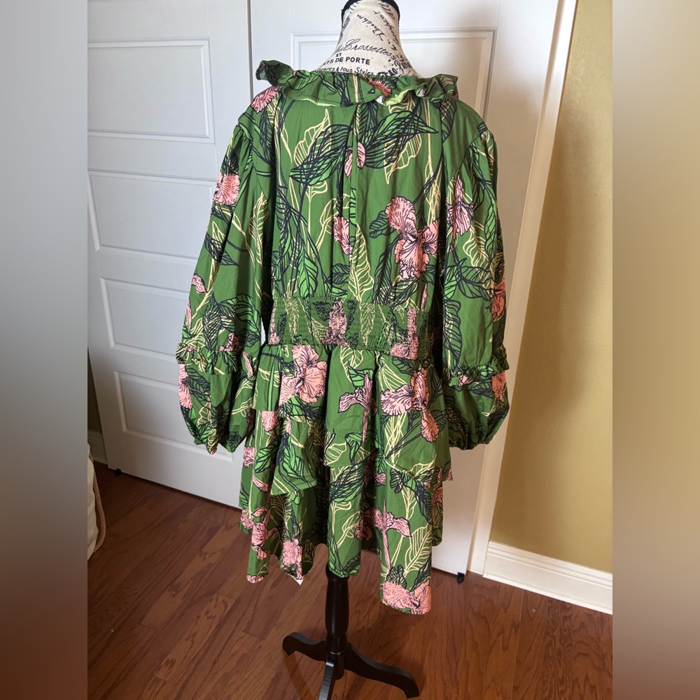 Anthropologie Green Floral Mini Dress - Picture 7 of 10